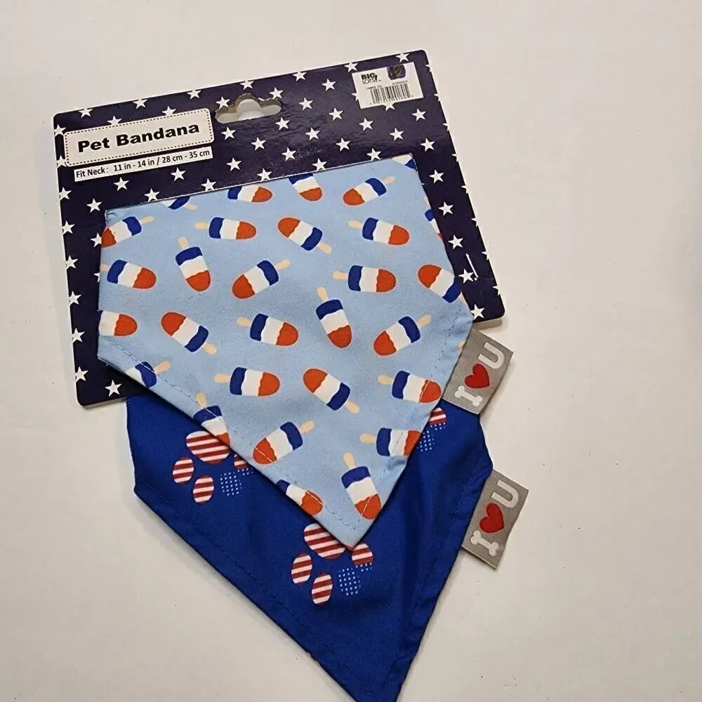 N3 For $15 NWT Patriotic 4th of July Pet Bandanas Set of 2